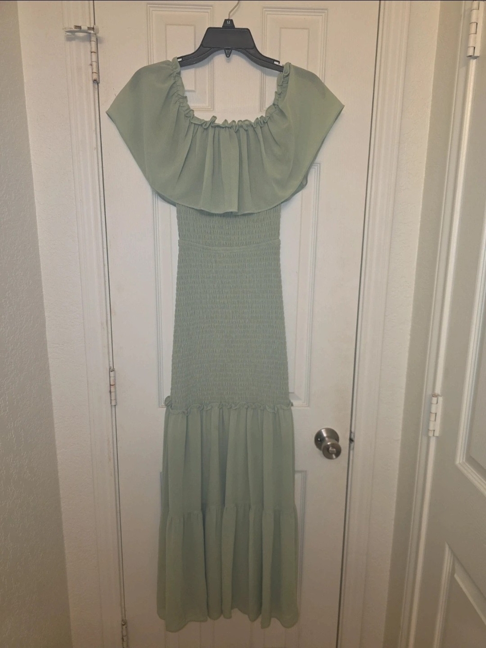 Baltic Born Off-Shoulder Mint Green Maxi Dress